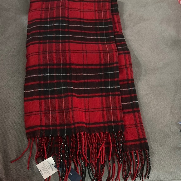 Lands' End Red Plaid Scarf - Picture 2 of 4